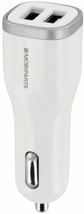 Mobiparts Car Charger | Dual USB-A Autolader 12W / 2.4A | Wit