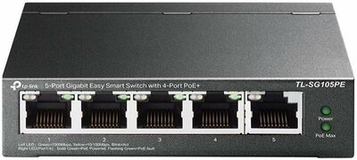 TP-Link TL-SG105PE | 5-Poorts Gigabit Easy Smart Switch | 4x PoE+ | Managed