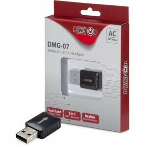 Inter-Tech DMG-07 | Wi-Fi 5 & Bluetooth 4.2 USB Adapter | 650 Mbps | Dual-band (2,4 GHz / 5 GHz) | Zwart