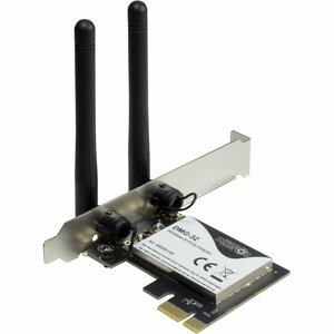 Inter-Tech DMG-32 | Interne WLAN-adapter | PCIe x1 | Wi-Fi 5 (802.11ac) | Dual-band 2,4 & 5 GHz | 650 Mbps | 2x 2dBi antennes