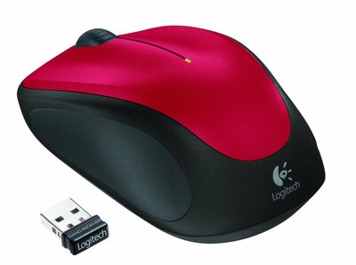 Logitech M235 | Draadloze Muis | Links- en Rechtshandig | RF | 1000 DPI | Rood/Zwart