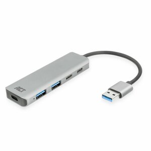 ACT AC6125 | USB 3.2 Gen 1 (3.1 Gen 1) Type-A Interface Hub | 5000 Mbit/s | Grijs