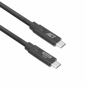 ACT AC7443 | USB 3.2 Kabel | 10Gbps | 60W | USB-C naar USB-C | 3m | Zwart