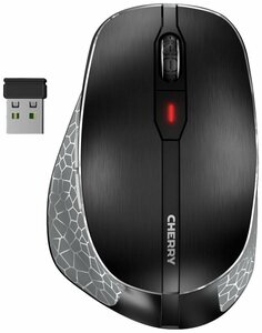 Cherry MW 8C Ergo | Ergonomische Draadloze Muis | Links- en Rechtshandig | RF + Bluetooth | 3200 DPI | Zwart/Grijs