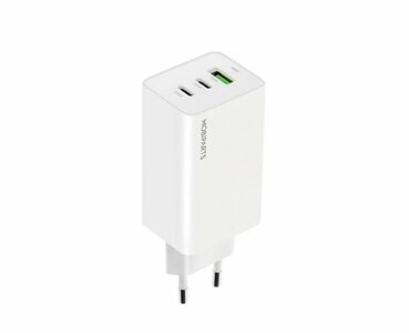 Mobiparts GaN Wall Charger | 2x USB-C & 3.0 USB-A QC 65W | Wit