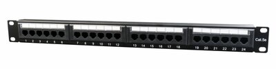 Gembird Patchpanel | 24-poorts Cat5e | Inclusief kabelorganizer | 19" Rackmount | Zwart