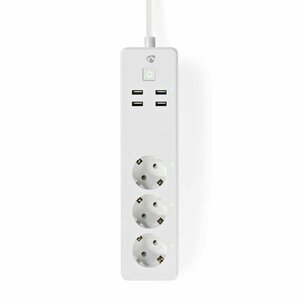 Nedis | Wi-Fi Slimme Stekkerdoos | 4 Stopcontacten | 2 USB-poorten | Wit