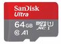 SanDisk Ultra | MicroSDXC | 64GB | Class 10 | UHS-I U1 | A1 | Tot 140MB/s | Inclusief SD-adapter_